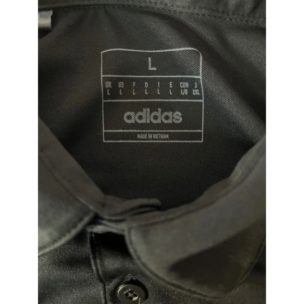 Adidas Polo Shirt Mens Large Black Graphic Stripe Short Sleeve‎ Golf